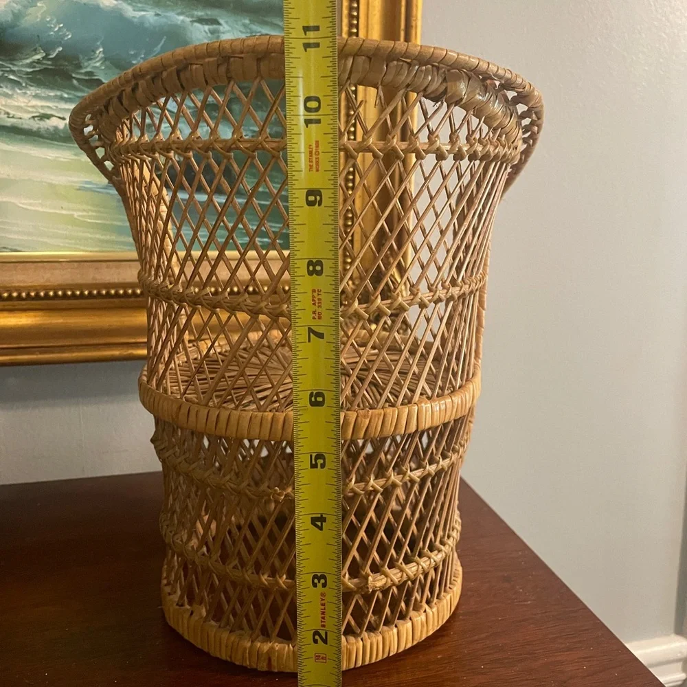 Peacock Chair-style Plant Stands / doll chairs wicker rattan boho decor MCM